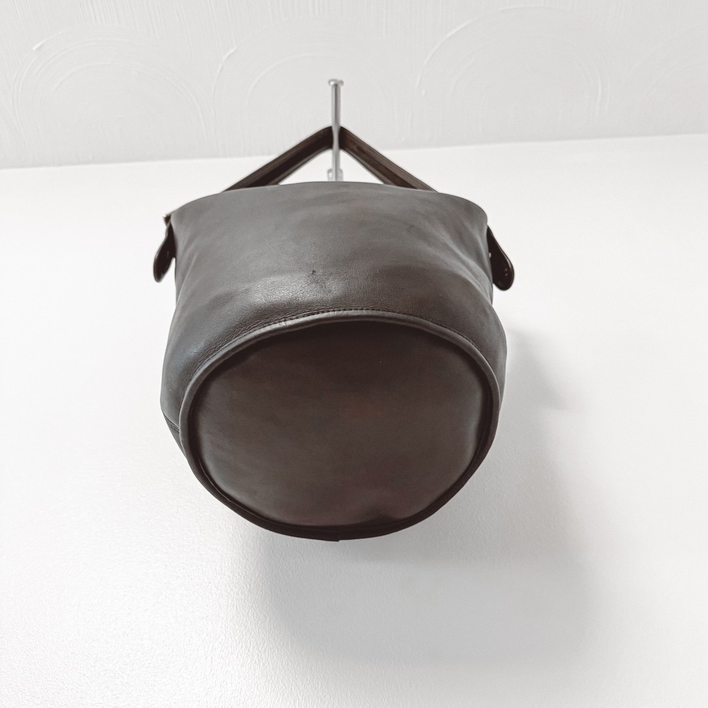 Vintage Coach Duffel Sac Bucket Bag Dark Brown Leather Brass 9085 Large Hobo - Picture 6 of 16